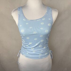 Princess Polly XX Women Sz 4 Floral Mesh Crop Top Round Neck Side Ruched